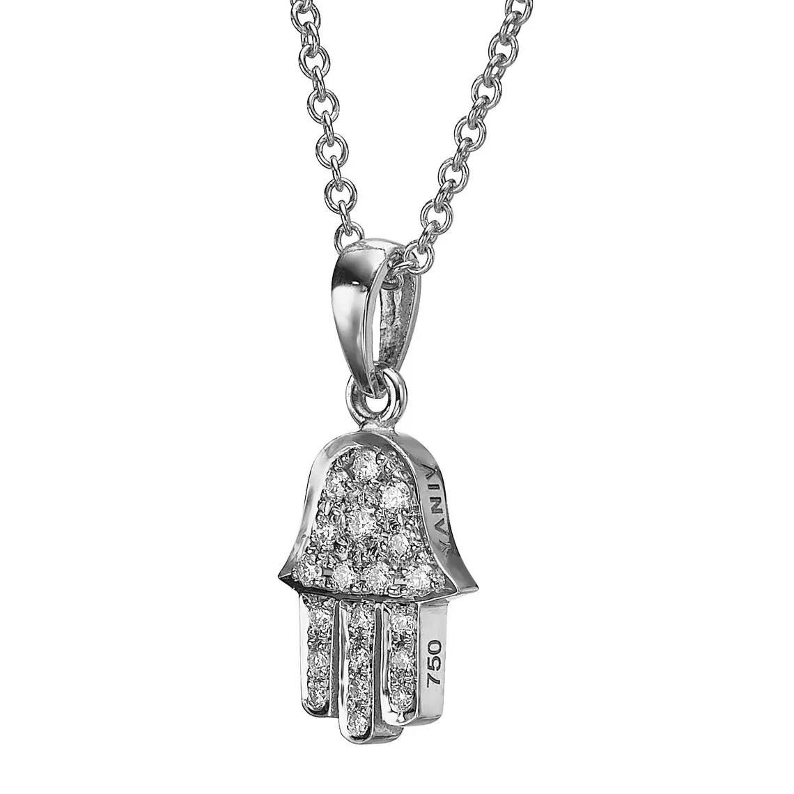 18k Gold Diamond Hamsa Pendant - Image 4