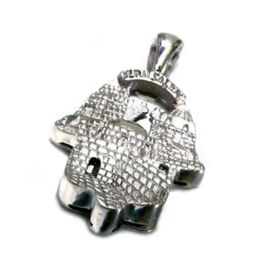18k Gold Jerusalem Diamond Hamsa Reversible Pendant - Image 4