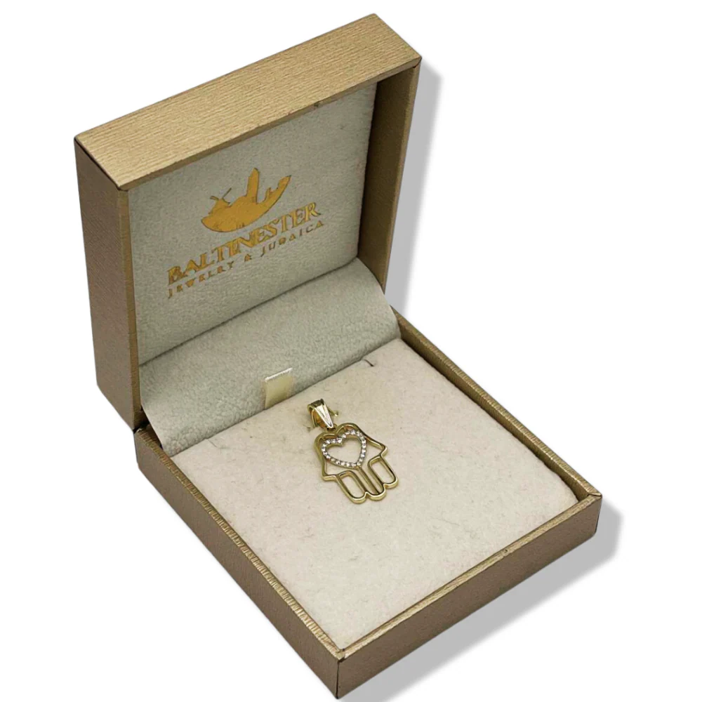 Diamond Heart Hamsa Pendant 14K Gold - Protection Charm - Image 6