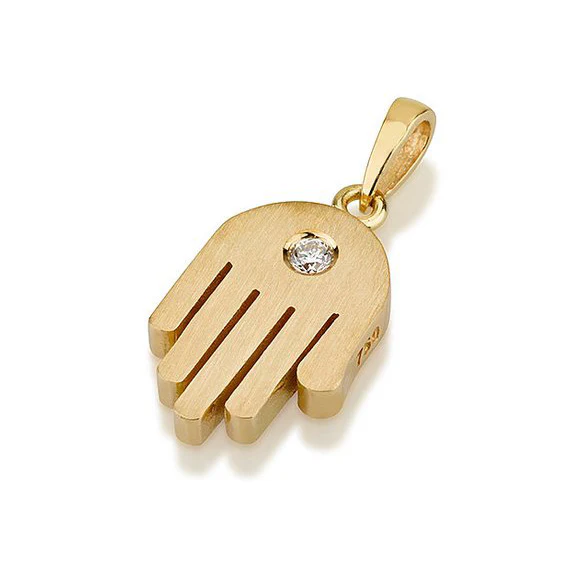 Modern 18k Gold Diamond Hamsa Pendant