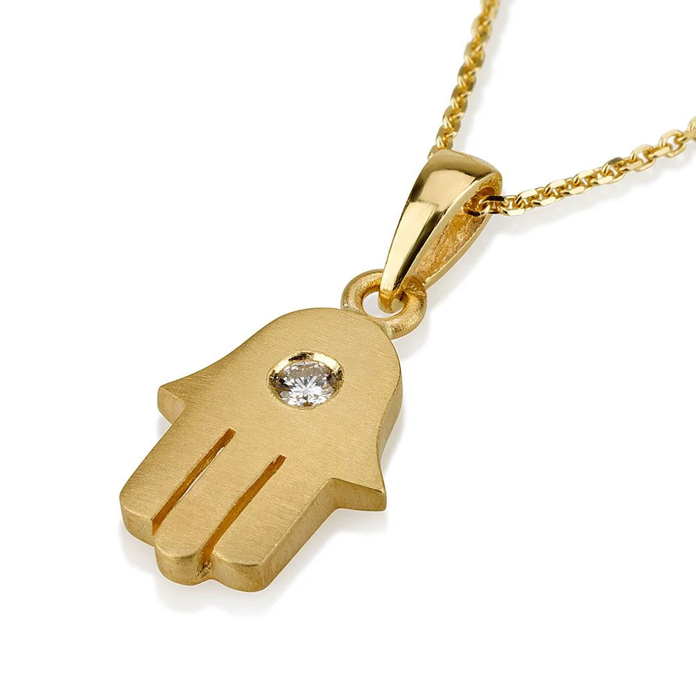18K Gold Diamond Contemporary Hamsa Pendant - Image 2