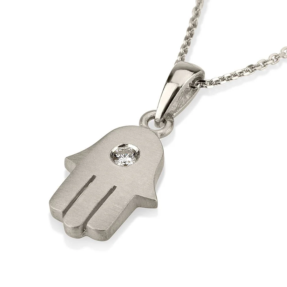 18K Gold Diamond Contemporary Hamsa Pendant - Image 4