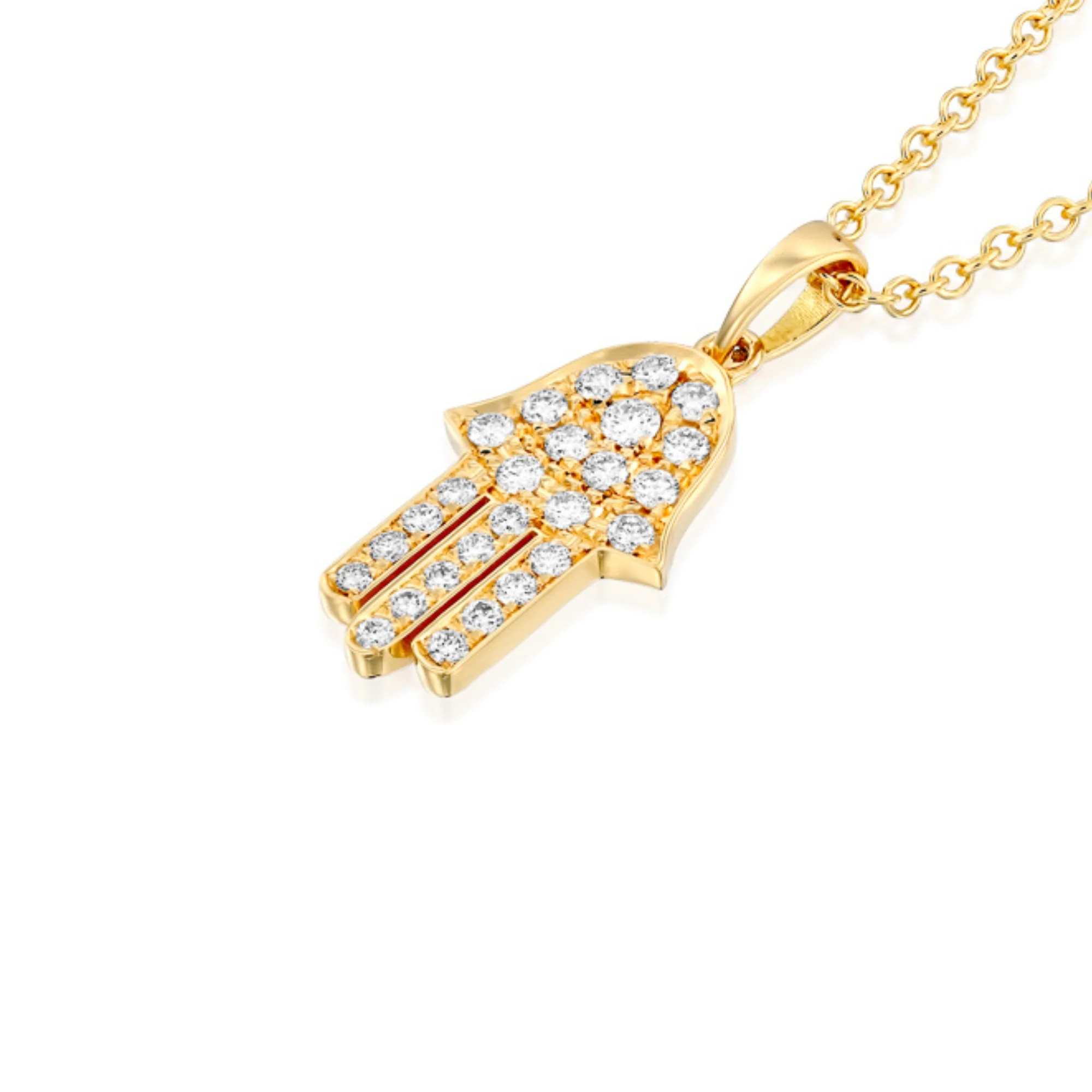 18k Gold Diamond Studded Hamsa Pendant - Image 7