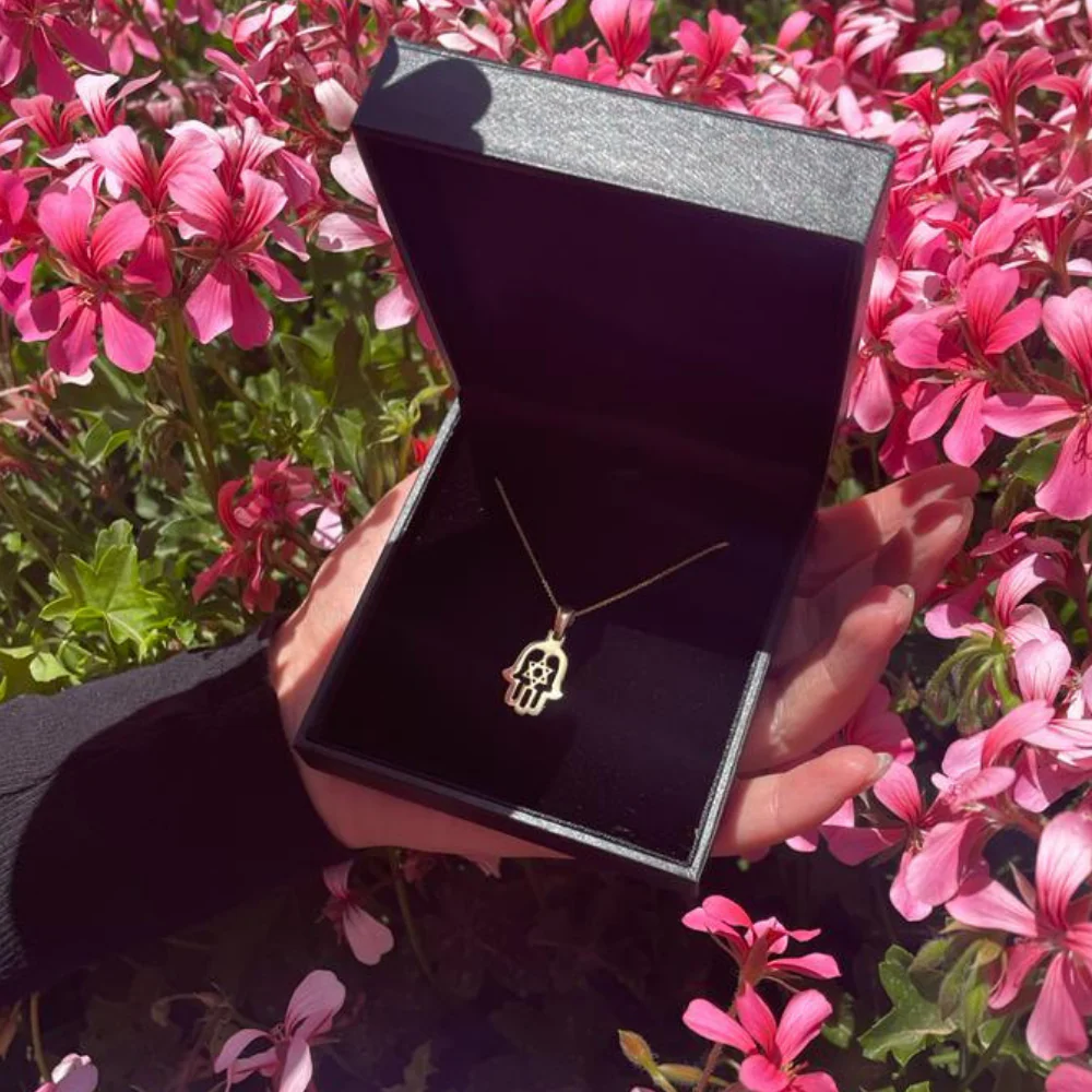Star of David Hamsa Pendant in 14K Gold - Image 2