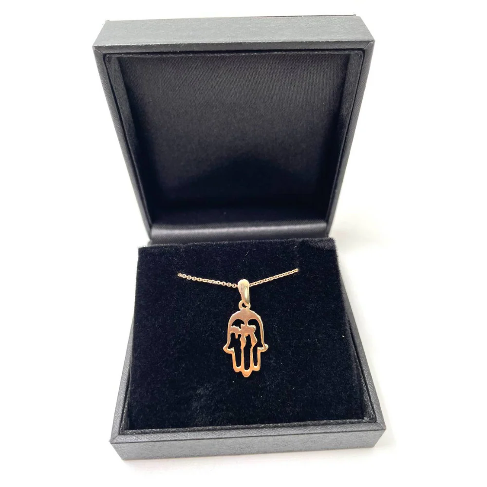 Chai Hamsa Pendant in 14K Gold - Image 2
