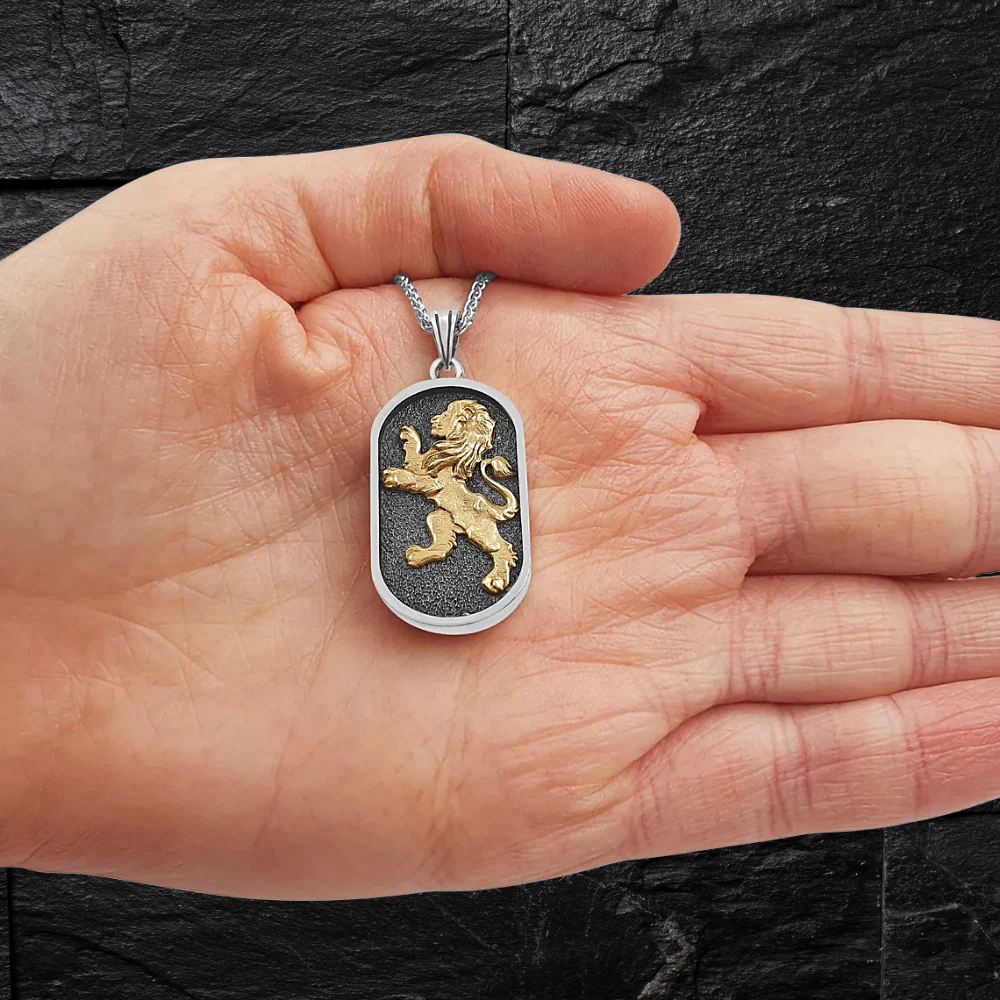 Lion of Judah on Jerusalem Stone Pendant Necklace with Hebrew Nano Bible - Image 3