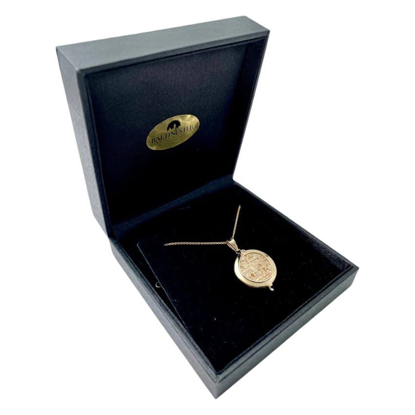 Jerusalem Locket Pendant with Diamond in 14K Gold - Image 4