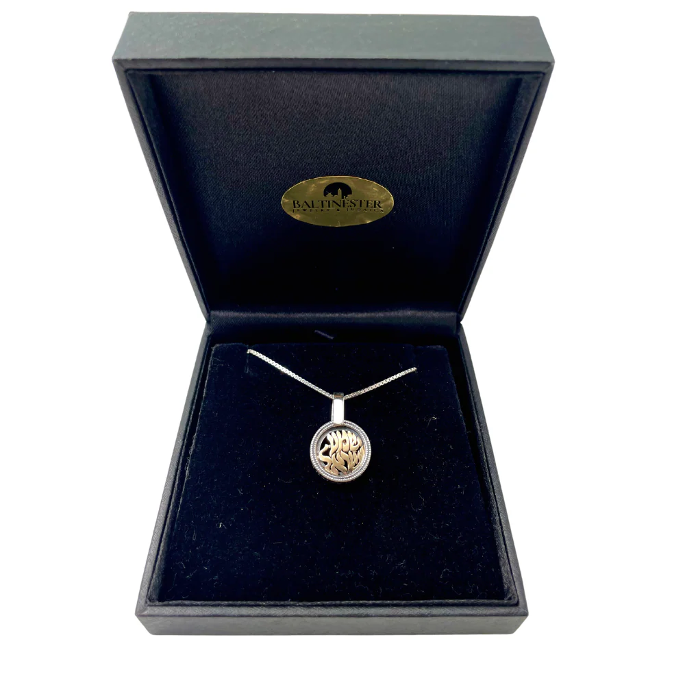 Small Shema Yisrael Silver and Gold Necklace - Image 2