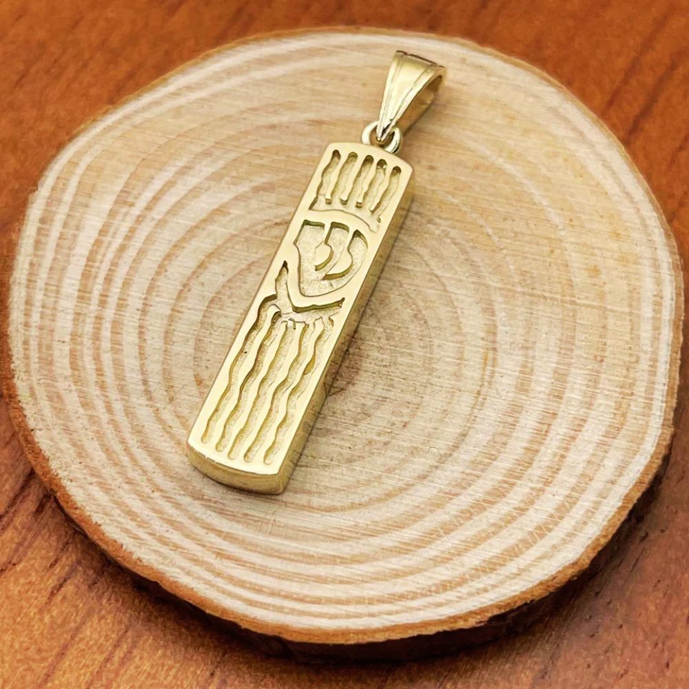 14k Gold Florentine Wavy Mezuzah Pendant - Image 6