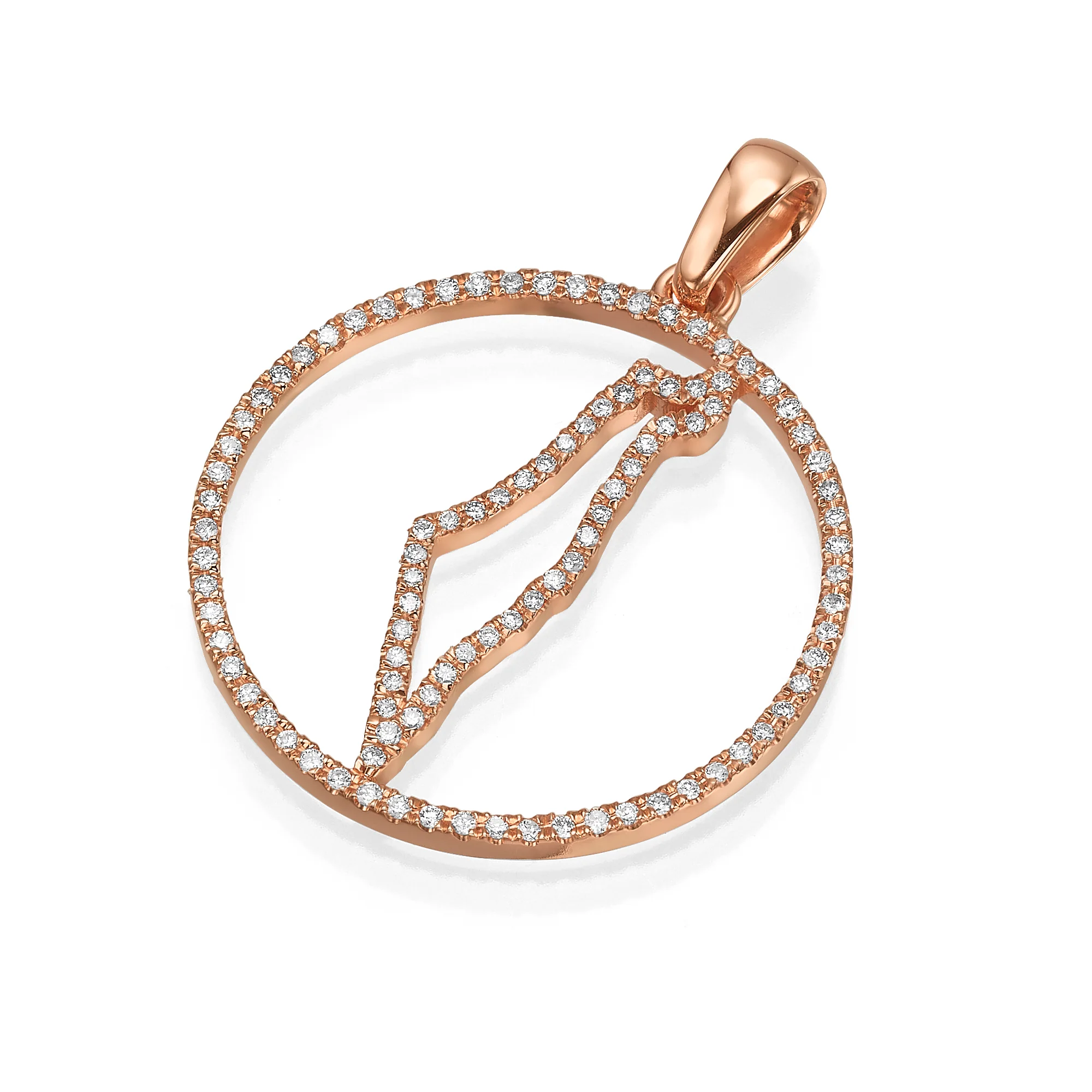 Diamond Map of Israel Outline Pendant in 14K Gold - Image 5