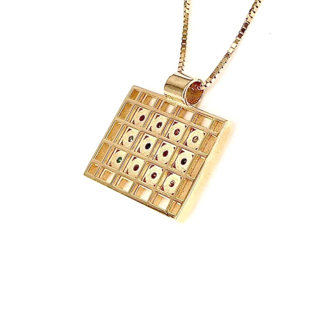 Hoshen Pendant with Diamond and Gemstones in 14k Gold - Image 2