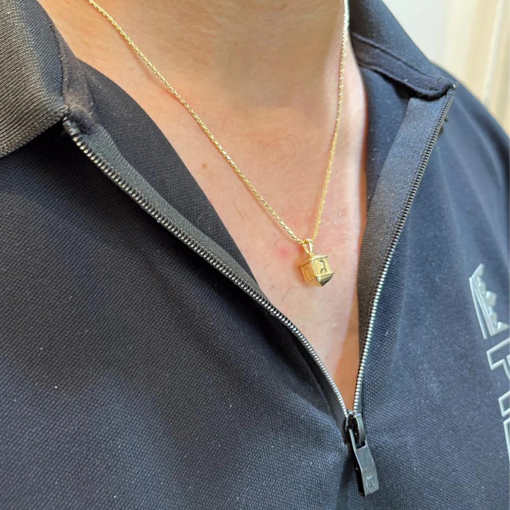 14k Gold Two Tone Hanukkah Dreidel Charm Pendant - Image 4