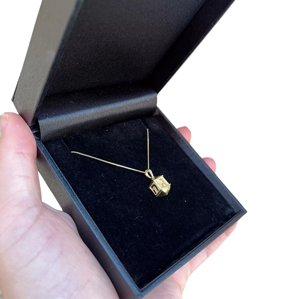 14k Gold Two Tone Hanukkah Dreidel Charm Pendant - Image 7