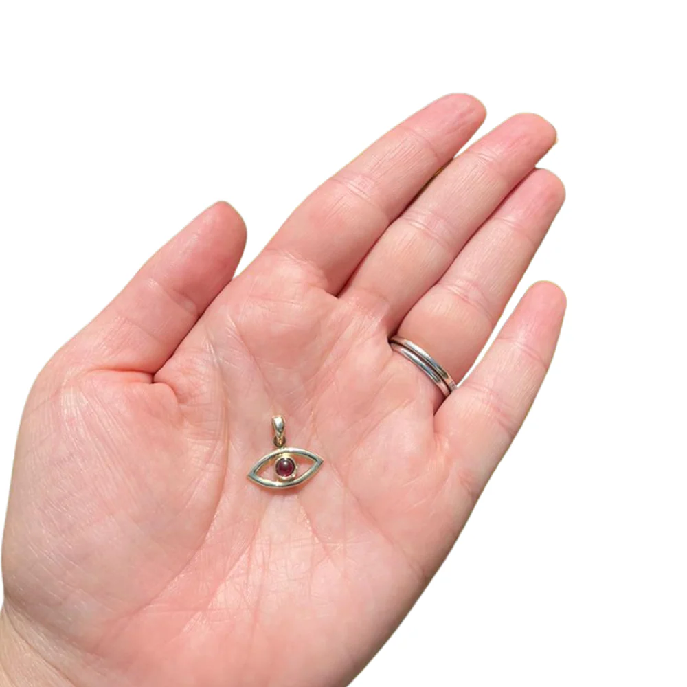 Evil Eye Pendant in 14k Gold with Garnet - Image 3