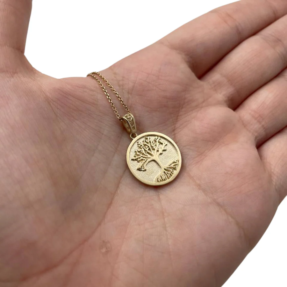 Tree of Life Round Pendant in 14K Gold - Image 2