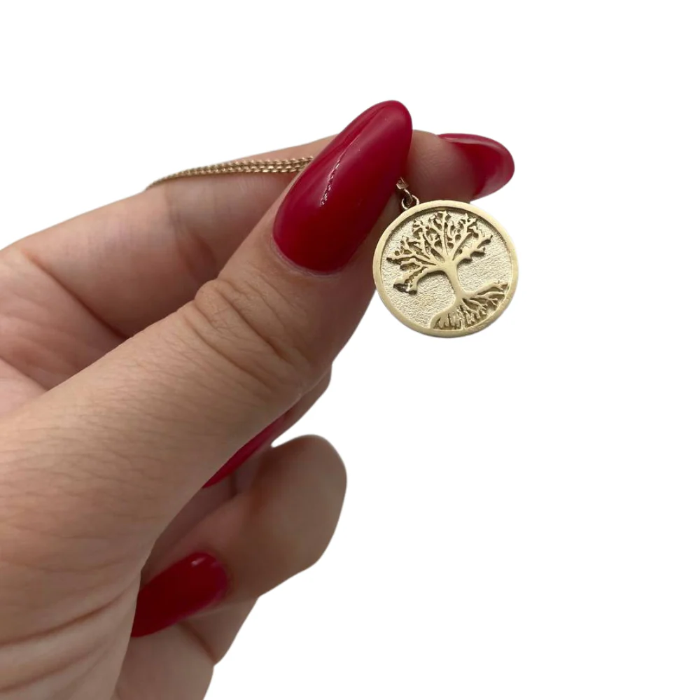 Tree of Life Round Pendant in 14K Gold - Image 3