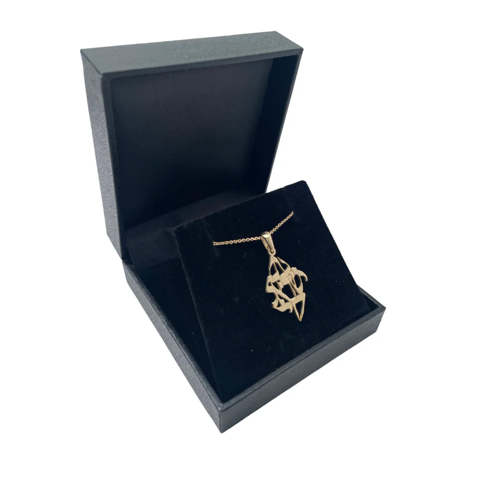 Am Yisrael Chai Flame Pendant in 14K Gold - Image 3