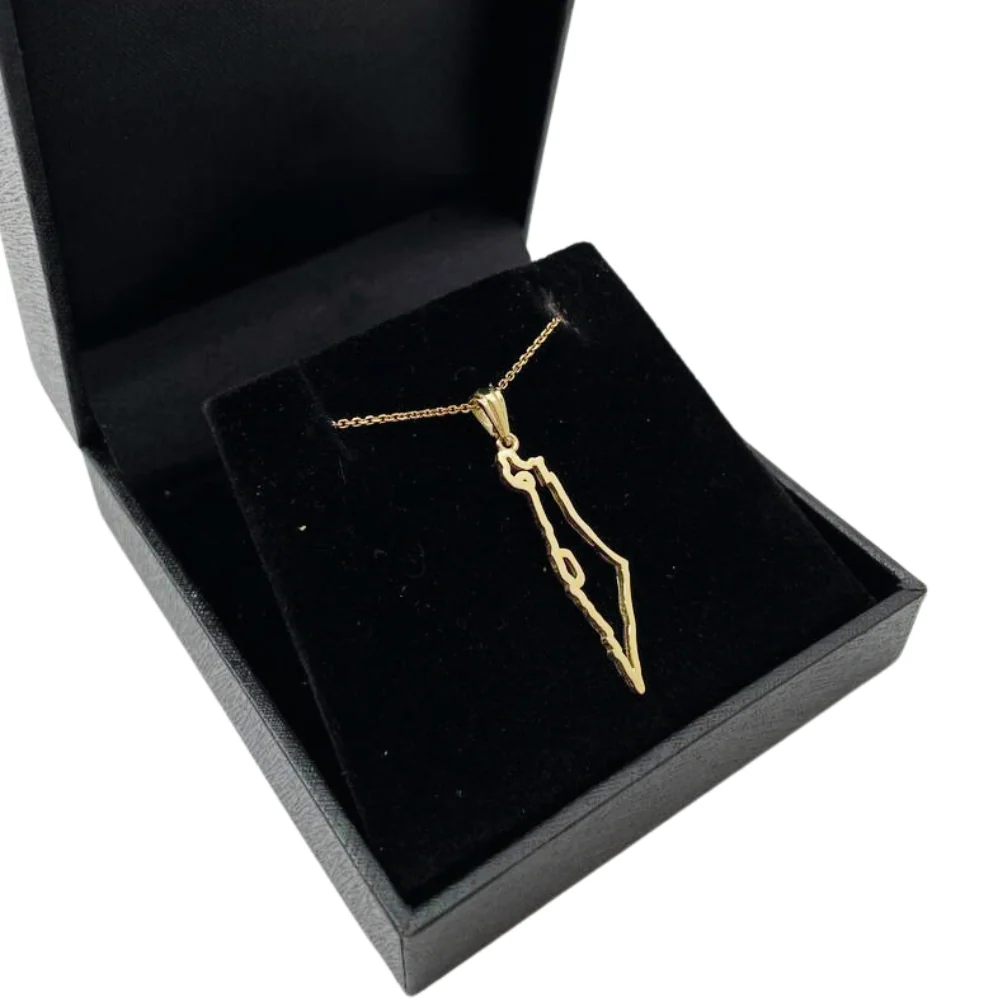 Outline Map of Israel 14K Gold Pendant - Image 5