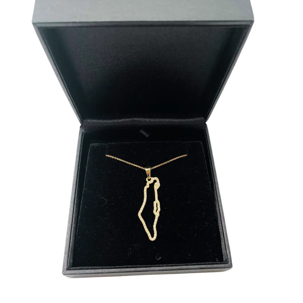 Diamond Studded Map of Israel Pendant in 14K Gold - Image 6