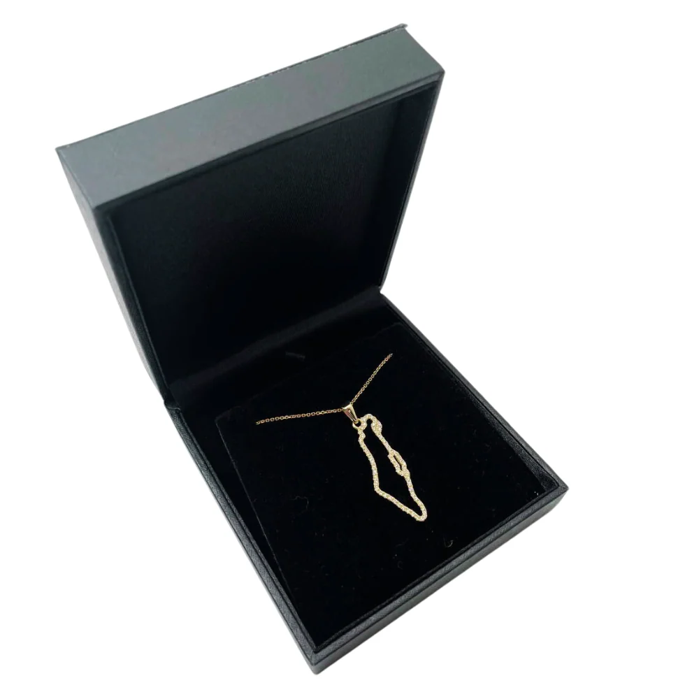 Diamond Studded Map of Israel Pendant in 14K Gold - Image 8