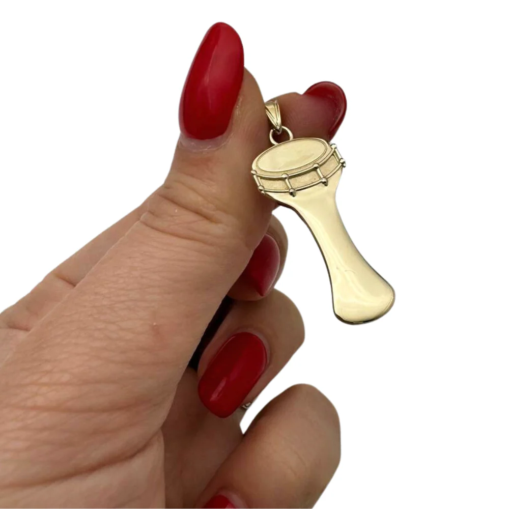 Darbuka Drum Pendant in 14K Gold - Image 3