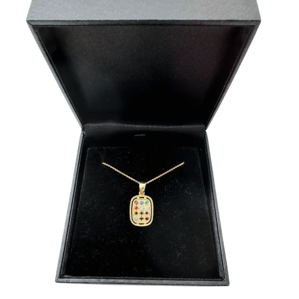 Hoshen Pendant Rectangle in 14K Gold with Gemstones - Image 7