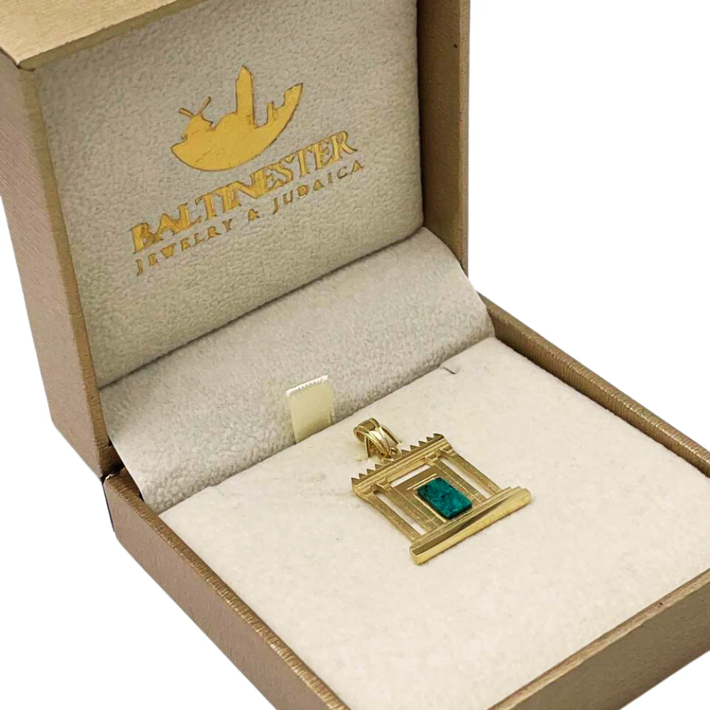 Jerusalem Temple Necklace in 14K Gold with Israeli Eilat Stone - Image 6