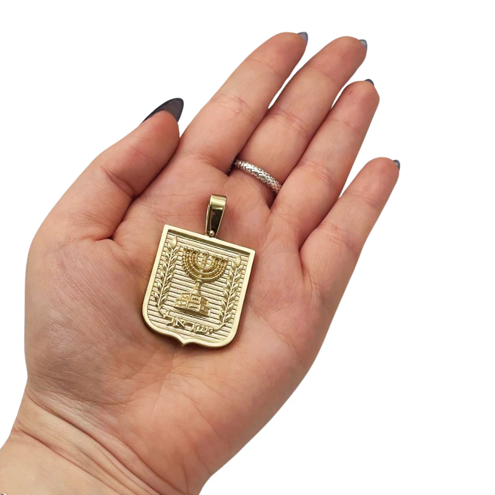 Emblem of Israel Pendant for Men in 14K Gold - Large - Image 4