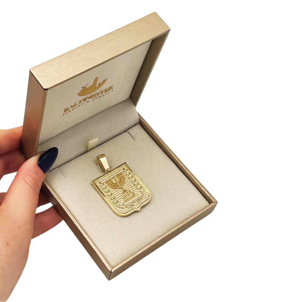 Emblem of Israel Pendant for Men in 14K Gold - Large - Image 6