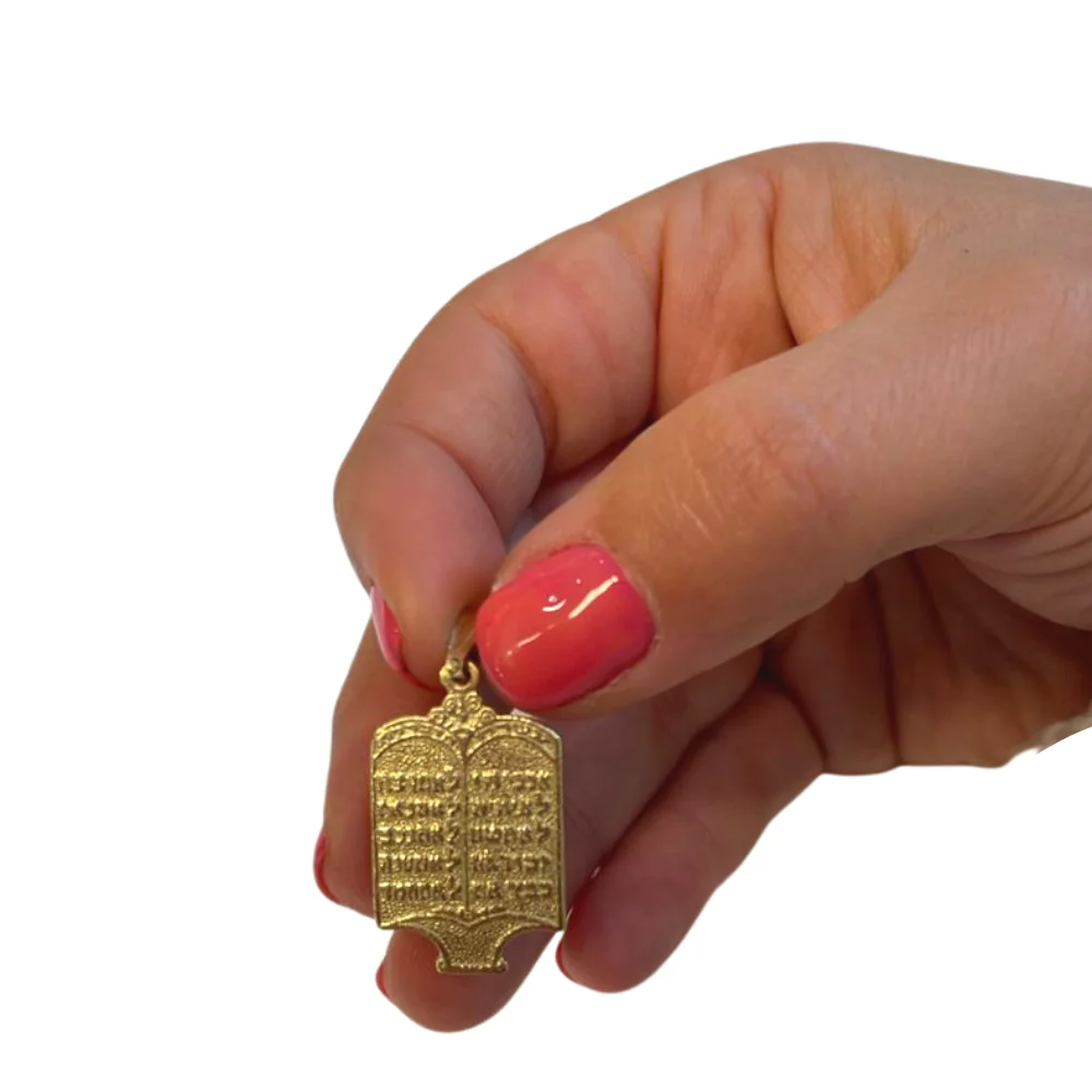 Torah Design Ten Commandments 14k Yellow Gold Pendant - Image 3