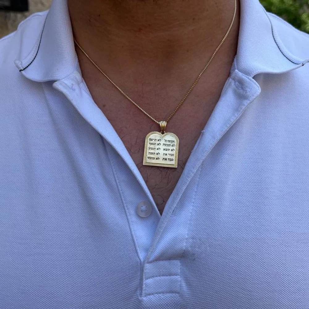 Ten Commandments 14k Yellow Gold Pendant - Image 2