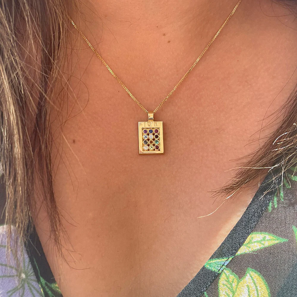 Choshen 14k Gold Pendant with Precious Stones - Image 4