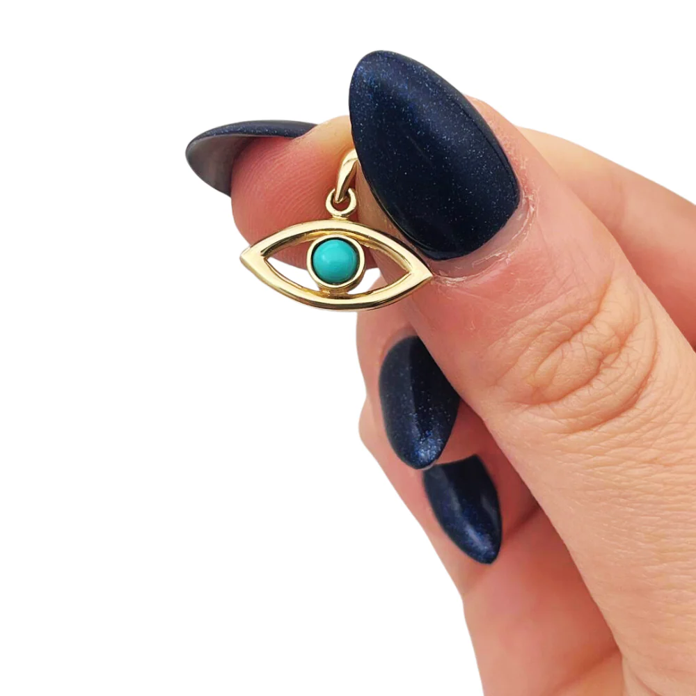 14k Gold Turquoise Evil Eye Pendant - Image 2