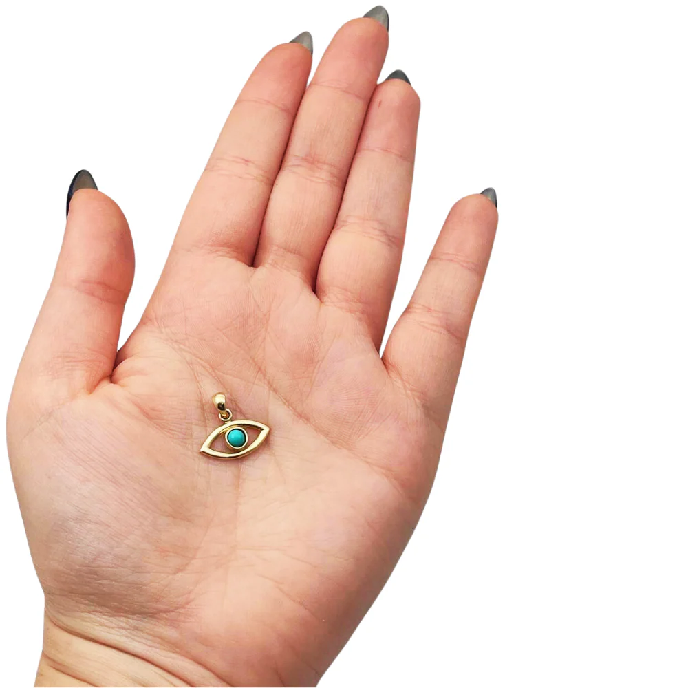 14k Gold Turquoise Evil Eye Pendant - Image 3