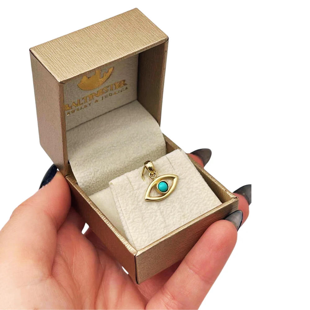 14k Gold Turquoise Evil Eye Pendant - Image 4