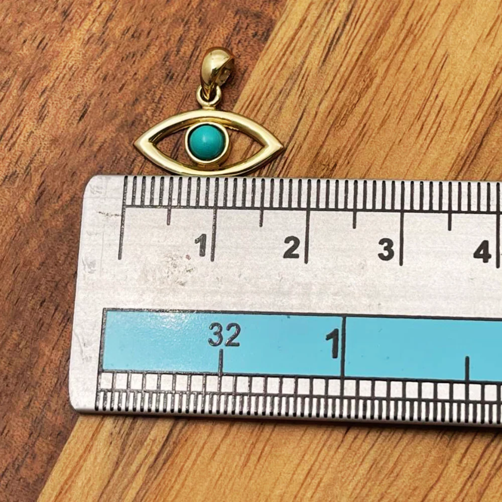 14k Gold Turquoise Evil Eye Pendant - Image 5