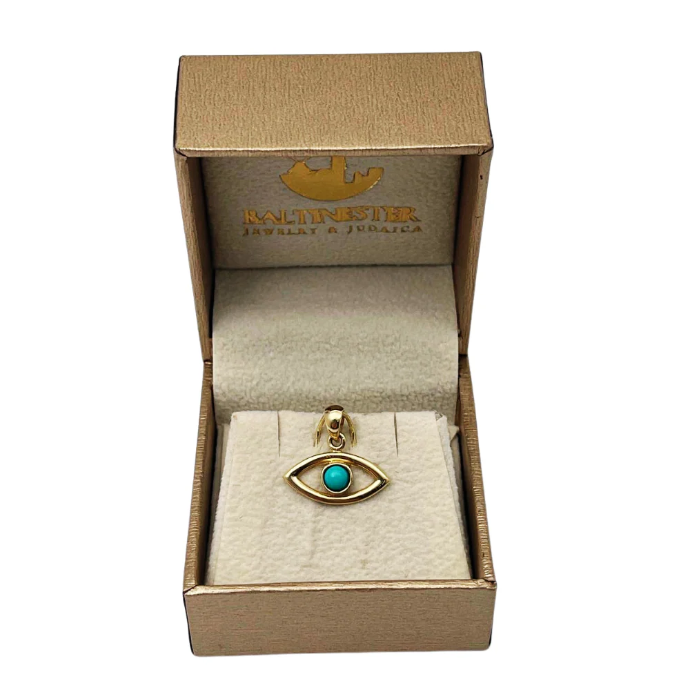 14k Gold Turquoise Evil Eye Pendant - Image 9