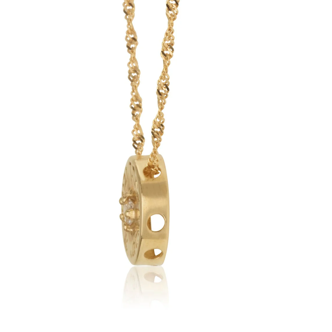 14K Yellow Gold Priestly Blessing Kabbalah Protection Pendant Necklace with Diamond - Image 3