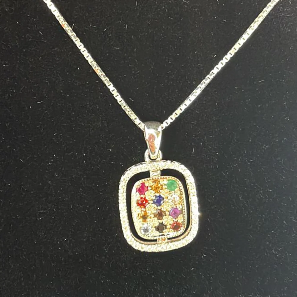 Judaica Pendant - Silver and Gold Hoshen Pendant and Chain Set - Image 4
