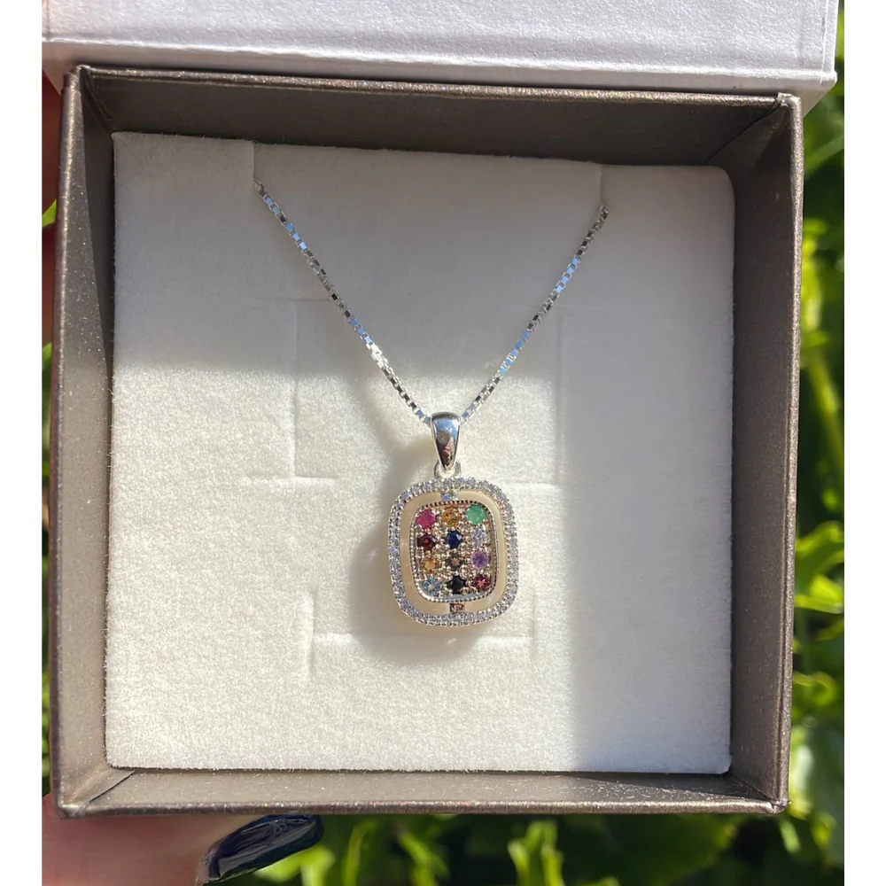 Judaica Pendant - Silver and Gold Hoshen Pendant and Chain Set - Image 5