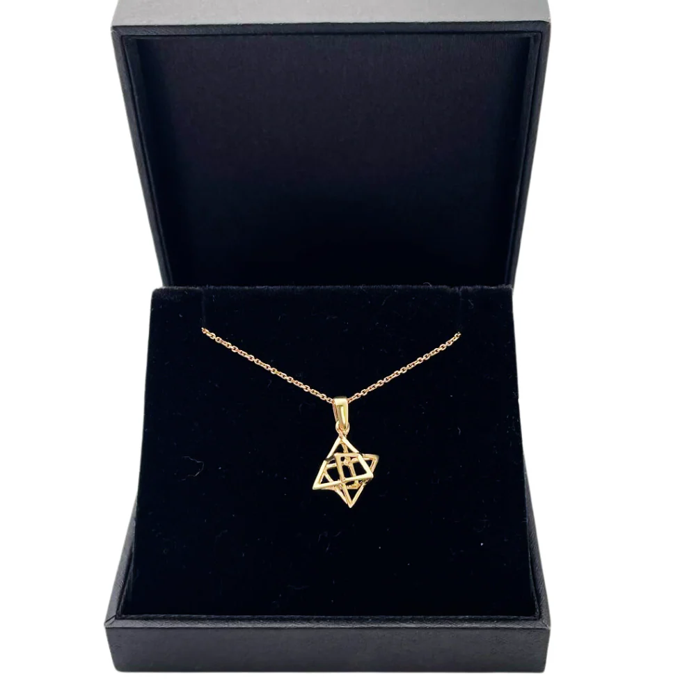 Star of David Pendant - 14k Gold Kabbalistic Merkavah - Image 3
