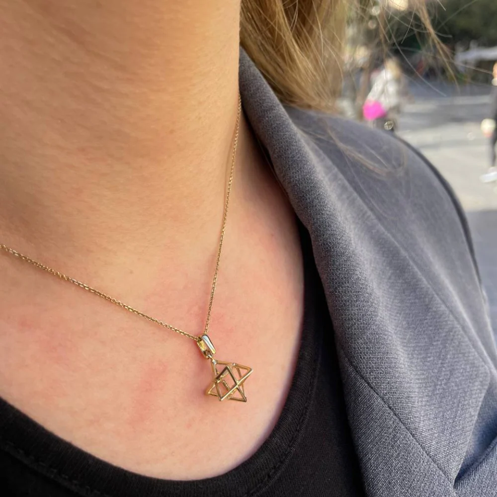 Star of David Pendant - 14k Gold Kabbalistic Merkavah - Image 7