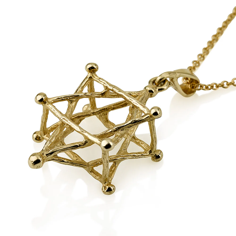 Merkaba Kabbalah Star of David Pendant - 14k Gold - Image 2