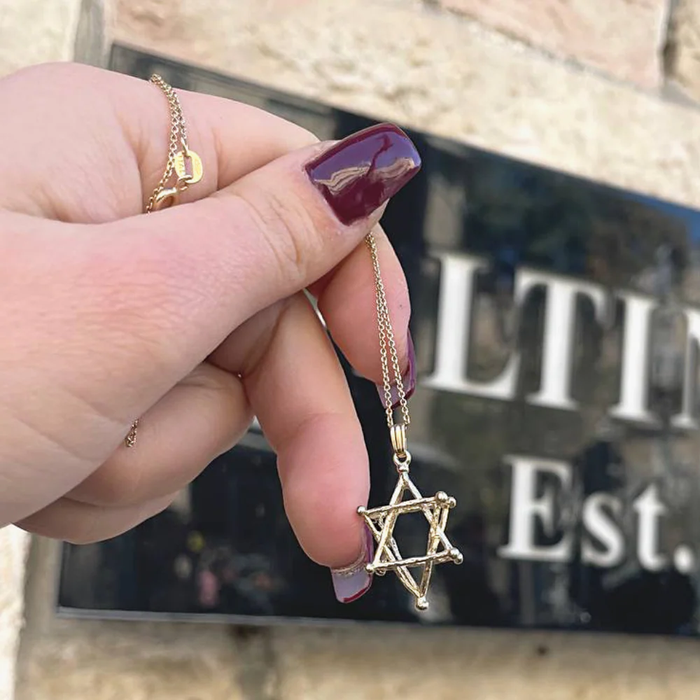 Merkaba Kabbalah Star of David Pendant - 14k Gold - Image 7
