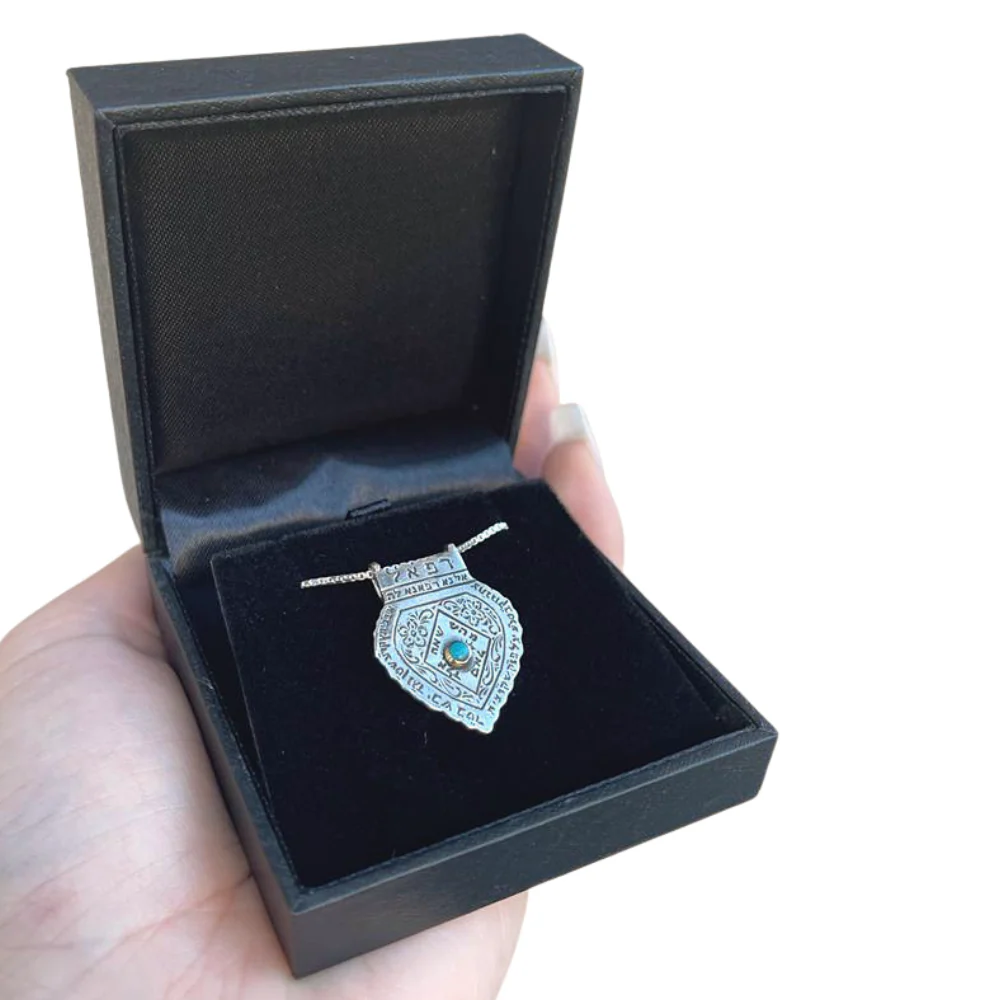 Gold and Silver with Turquoise Holiness of Ha’ari Kabbalah Pendant Chain Set - Image 8