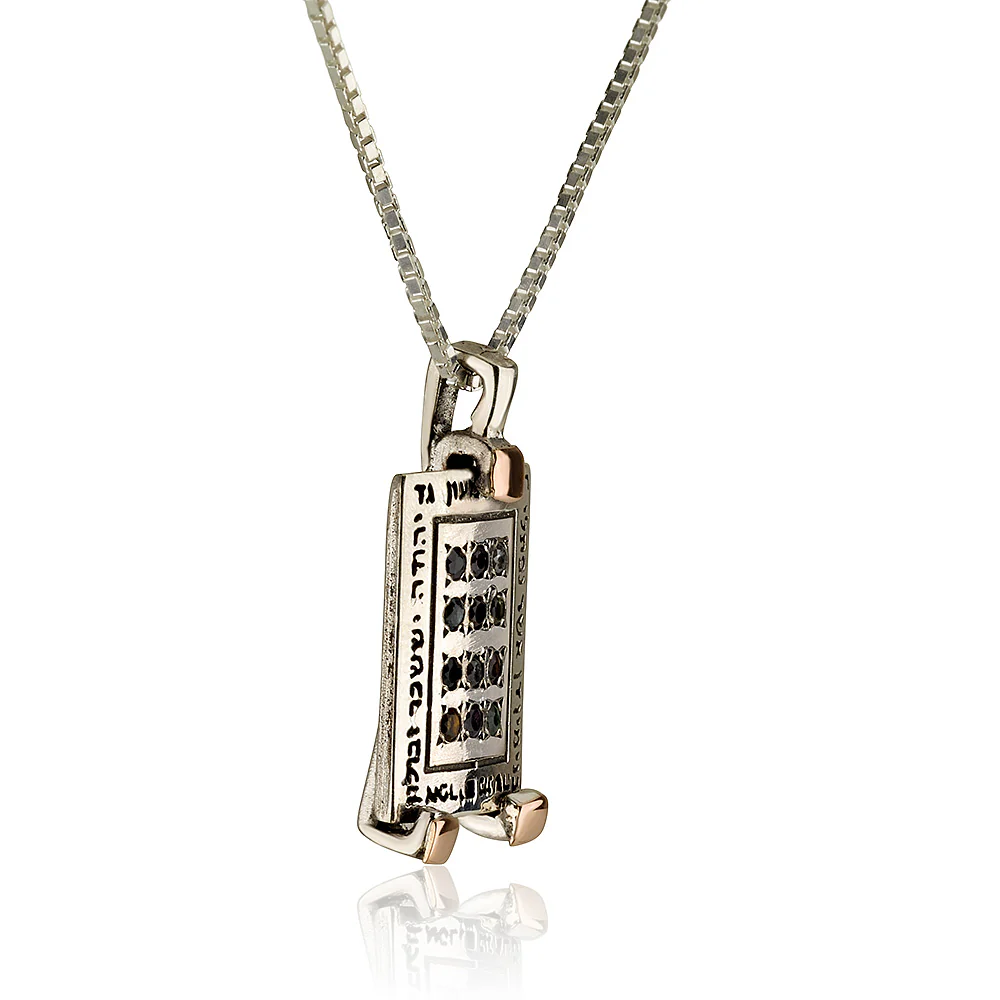 Silver 14k Rose Gold Priestly Breastplate Jewish Pendant and Chain - Image 2