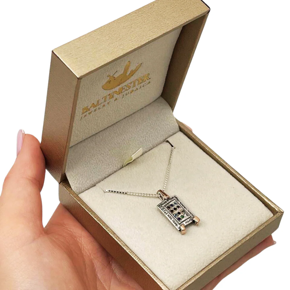 Silver 14k Rose Gold Priestly Breastplate Jewish Pendant and Chain - Image 8