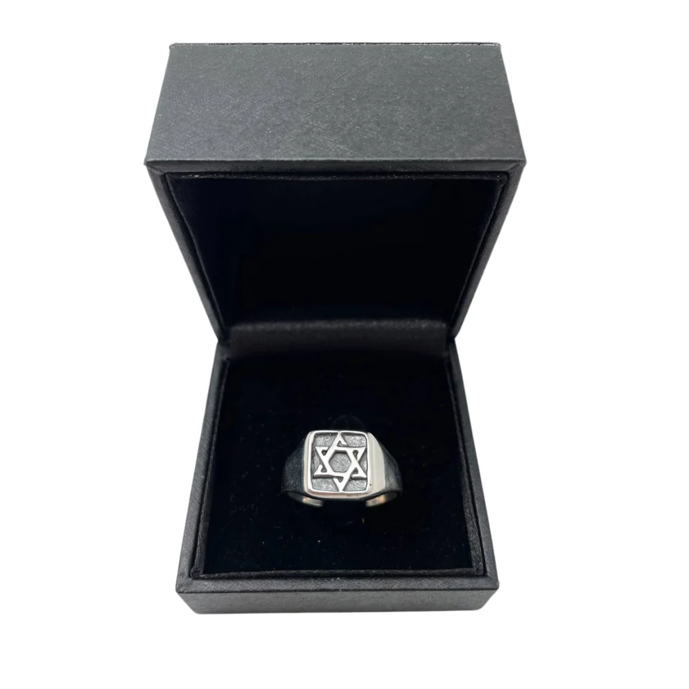 Sterling Silver Star of David Oxidized Ring - Image 2
