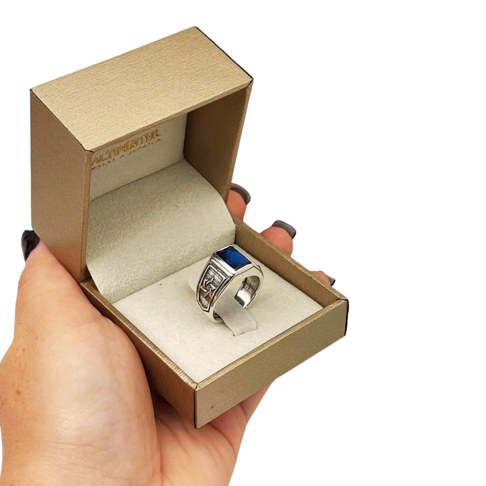Sterling Silver Jewish Star Sapphire Ring - Image 10