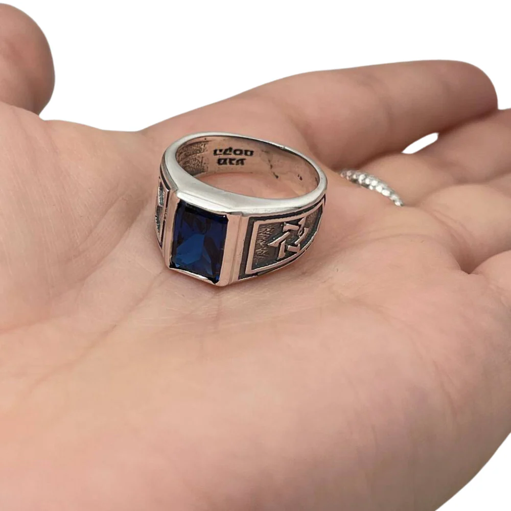 Sterling Silver Jewish Star Sapphire Ring - Image 5